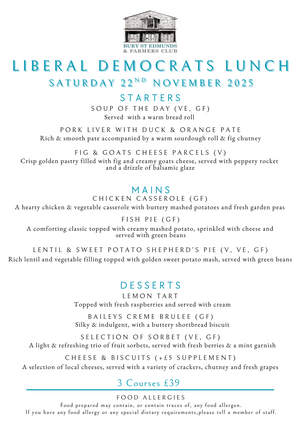 Mid Suffolk Lib Dem Lunch 2025 Menu